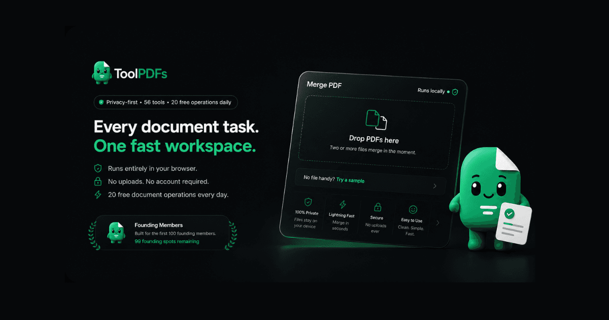 ToolPDFs privacy-first browser PDF workspace